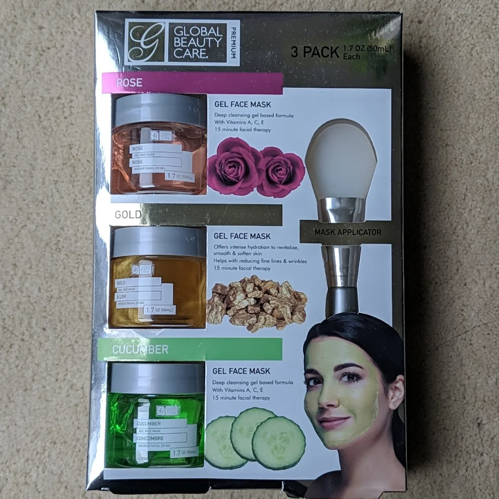 3-pack - Rose, Gold, & Cucumber Gel Masks